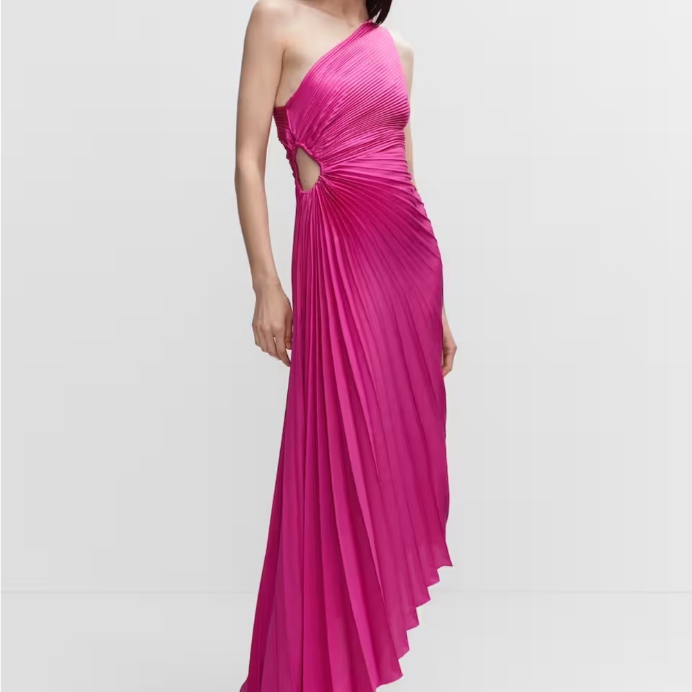 Mango Pink One-Shoulder Midi Dress